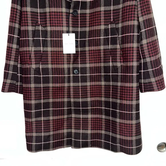 Paul Smith brown plaid checked coat, men’s size 40 - Picture 5 of 13
